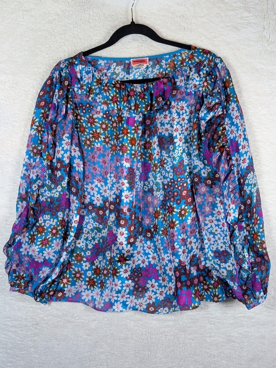 kate spade Tops - 362-Nwot Kate Spade Women’s Blue Floral Long-Sleeve Peasant Blouse